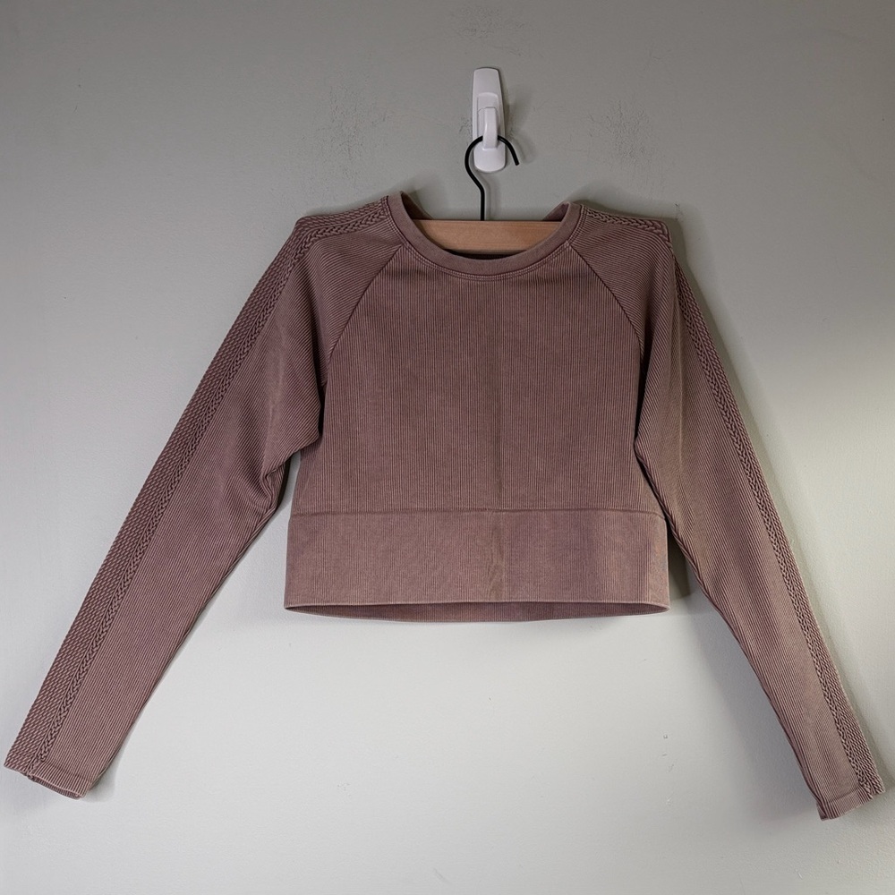 Aerie OFFLINE Big chill Cropped Seamless Long Sleeve  Crop Top Fitness L/G
